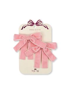 2 PACK VELVET DOUBLE BOW HAIR CLIPS Free Shipping Cost