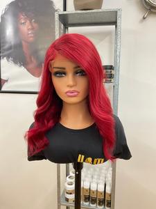Ariel 14" HD Closure Side Parting Fire Red Straight-Body Wave Wig 5x5 Shop Offer For Sale