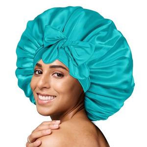 BONNET QUEEN Large Satin Bonnet Silk Bonnet for Sleeping Women Hair Bonnet Big Bonnet Night Sleep Cap Scarf Wrap for Curly Hair with Tie Band Aqua Cheap Sale Pay With Paypal