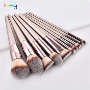10pcs/set Champagne makeup brushes set for cosmetic foundation powder blush eyeshadow kabuki blending make up brush beauty tool Outlet Clearance Store