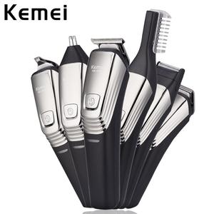 Kemei 6 in 1 Hair Clipper Rechargeable Shaving Machine Beard Shaver Nose Trimmer Razor Washable DIY Haircut Men's Grooming Kit Sast