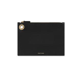 Medium Ava Pouch | Noir Saffiano Leather With Credit Card