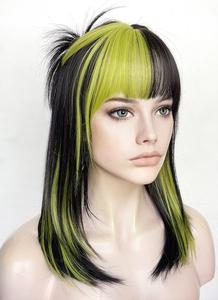 Black Mixed Green Straight Synthetic Hair Wig NS509 Best Pices