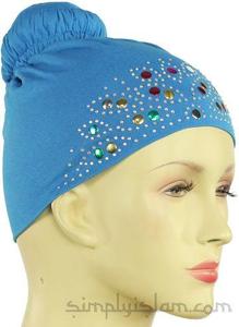 2 in 1 Bone Hijab Cap Khaleeji Bun Volumizer - Light Blue Scrunchie Cheap In China