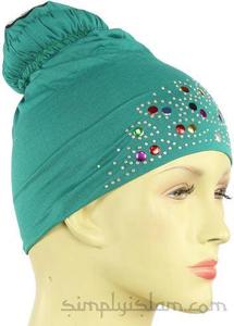 2 in 1 Bone Hijab Cap Khaleeji Bun Volumizer - Aqua Green Cheap Outlet Store