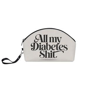 All My Diabetes Shit Leather Bag Wristlet, Funny Diabetic Type 1 2 Travel Zipper Pouch Gift Medical Emergency Supply Curved Organizer Case Manchester