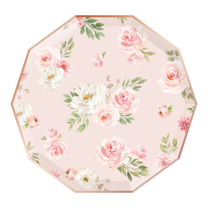 Blush & Rose Gold Floral Plates Free Shipping For Nice