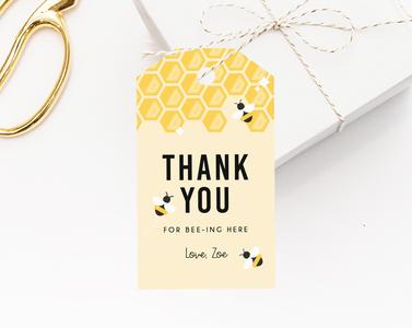 Bee Day Birthday Party Favor Tag Template, Bee-Day Favor Label, Gift Tag, Bee Day Birthday Thank You Label, Templett Free Shipping 2025