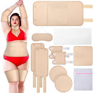 Dansib 11 Pcs Castor Oil Pack Wrap Set, Flannel Reusable Castor Oil Pack Kit for Waist Neck Breasts Elbow with Adjustable Strap and Laundry Bag Washable, Castor Oil Not Included (Skin Color,Large) Discount Latest Collections