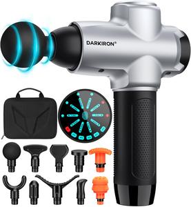 DARKIRON Massage Gun, 10 Speeds Massage Gun Deep Tissue, Percussion Muscle Electric Massage Gun for Athletes - with 15 Massage Heads, Silver Amazon For Sale