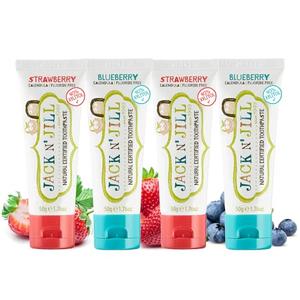 Jack N' Jill Natural Certified Toothpaste - Safe if Swallowed, Contains 40% Xylitol, Fluoride Free, Organic Fruit Flavor, Makes Tooth Brushing Fun for Kids - Blueberry & Strawberry, 1.76 oz (4 Pack) Cheap Official