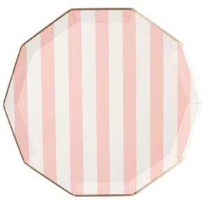 Petal pink Signature Cabana Stripe Plates Set of 8 Popular Sale Online