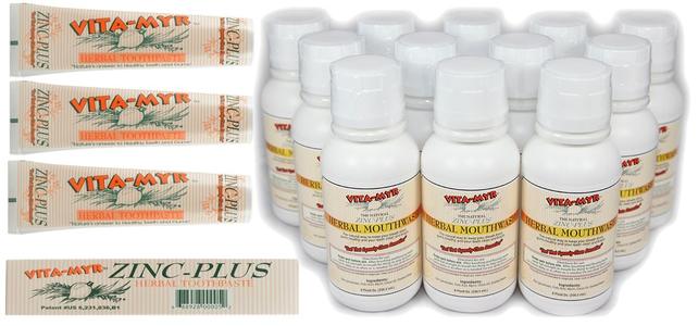 Vita-Myr Family Package - 12 pk of 8 Oz Mouthwash & 3 pk of 4 Oz Original Toothpaste Collections Cheap Pice