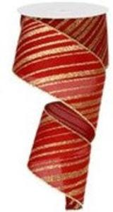 2.5 x 10 yd Diagonal Stripe Red/Gold With Credit Card For Sale