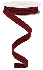 0.625"X10yd Mini Gingham Check Ribbon Red/Black (not wired) Browse For Sale