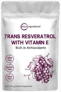 Pure Trans-Resveratrol Powder with Natural Vitamin E, 5 Ounce, 2 in 1 Formula, Micronized Powder for Better Absorption, Premium Resveratrol Supplement, Super Antioxidant, Vegan Friendly Cheap Sale Marketable
