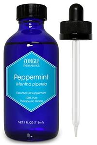 Pure Peppermint Oil by Zongle 100% Pure Natural, Therapeutic & Food Grade for Baking, Hair, Diffuser, Skin, Edible, Beard, Cooking, Candy, Ingestion, Stomach, Digestion, Teeth, Oral Use 4 OZ Buy Cheap Deals