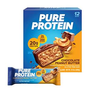 Pure Protein Bars, High Protein, Nutritious Snacks to Support Energy, Low Sugar, Gluten Free, Chocolate Peanut Butter, 1.76oz, 12 Count (Packaging May Vary) Perfect