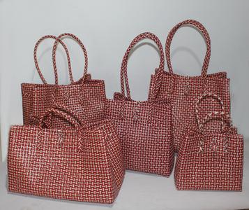 Bags from Recycled Plastic (Red / White) Sale Big Discount