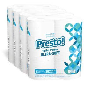 Amazon Brand - Presto! 2-Ply Ultra-Soft Toilet Paper, 24 Family Mega Rolls = 120 regular rolls, 6 Count (Pack of 4), Unscented Footlocker Finishline For Sale