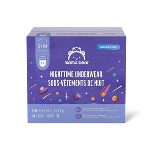 Amazon Brand - Mama Bear Girl's Nighttime Underwear for Bedwetting, Overnight Protection, Hypoallergenic, Size S/M (38-65 lbs), 44 Count, White Clearance Cheapest Pice