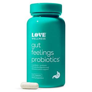 Love Wellness Gut Feelings Probiotic, Digestive Enzyme Supplement | Supports Gut Health, Digestion Relief & Strong Immune System | 3 Billion CFU | Safe Prebiotic and Postbiotic | 30 Capsules Outlet Locations For Sale