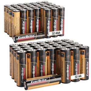EverBrite 64pcs High Performance Alkaline Battery, 32-Pack AAA Alkaline Battery and 32-Pack AA Alkaline Battery, Triple A Batteries and Double A Batteries Household and Office Devices Buy Cheap Find Great