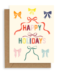 Rainbow Bows Happy Holidays Card 100% Original Cheap Pice
