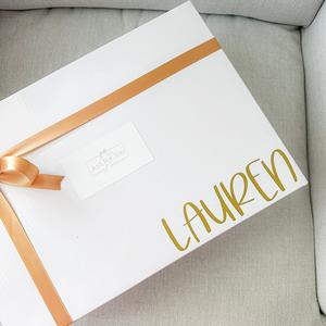 Personalised White Gloss Gift Box, Tied With Ribbon Clearance Largest Supplier