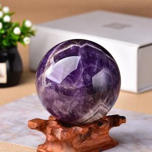 1PC Natural Dream Amethyst Ball Polished Globe Massaging Ball Reiki Healing Stone Home Decoration Exquisite Gifts Souvenirs Gift Sale For Cheap