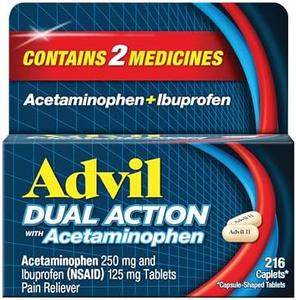 Advil Dual Action Coated Caplets with Acetaminophen, 250 Mg Ibuprofen and 500 Mg Acetaminophen Per Dose (2 Dose Equivalent) for 8 Hour Pain Relief - 216 Count Best Seller Cheap Pice