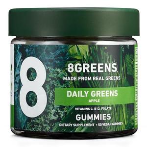 8Greens Daily Greens Gummies - Superfood Booster, Energy & Immune Support, Made with Real Greens, High in Antioxidants, Vitamin C, B12, Folate, Spirulina - Apple Flavored, 50 Vegan Gummies Sale Amazon