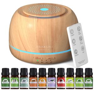 ASAKUKI Essential Oil Diffusers with 10Pcs*10ml Pure Essential Oil Gift Set, 5 in 1 Ultrasonic 300ML Aromatherapy Fragrant Oil Humidifier Vaporizer with Remote Control, Timer and Auto-Off-Yellow Buy Cheap Affordable
