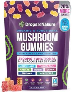 Ashwagandha and Lions Mane Mushroom Supplement Gummies - Organic - Reishi, Cordyceps, Turkey Tail, Maitake, Shitake, Chaga - Immune Defense, Boosts Cognitive Performance, Vegan, Low Carb Wholesale Pice Cheap Online