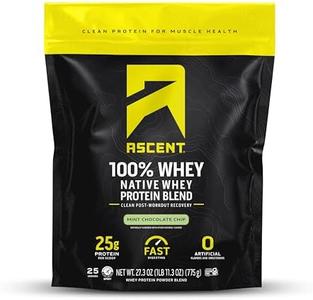 Ascent 100% Whey Protein Powder - Post Workout Whey Protein Isolate, Zero Artificial Flavors & Sweeteners, Gluten Free, 5.5g BCAA, 2.6g Leucine, Essential Amino Acids, Mint Chip 1.7 lb Free Shipping New Styles