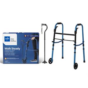 Medline Walker and Cane Combo Kit for Caregivers, Seniors and Adults: Mobility Aid for Seniors, Adults with Leg or Foot Injuries - 1 Ct. Low Pice Sale Online