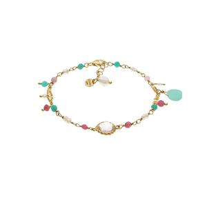 Bracciale con centrale in Quarzo Rosa, Amazzoniti e pietre naturali mix | Rose Footlocker For Sale