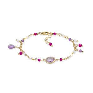 Bracciale con centrale in Ametista viola e pietre naturali mix | Rose Get Authentic
