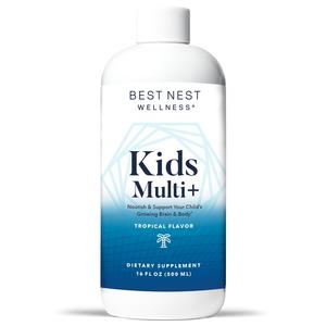 Best Nest Wellness Kids Liquid Multivitamin: Methylated Vitamins, Whole Food, Vegan, B12, Gluten-Free, Non-GMO Methylfolate Daily Kids Multivitamin Liquid with Brain Support, Tropical Flavor, 16oz Official For Sale