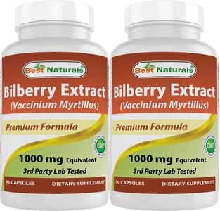 Best Naturals Bilberry 1000 Mg 90 Capsules (90 Count (Pack of 2)) Big Discount Online