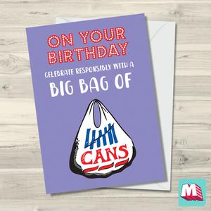 Big Bag Of Cans Birthday Card Outlet Ebay