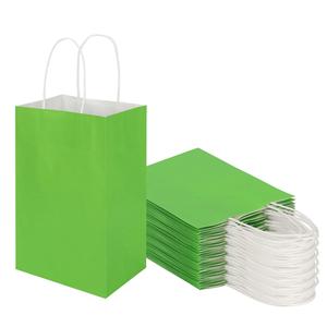 50 Pack 5.25x3.25x8.25 Inch Small Grass Green Kraft Paper Bags with Handles Bulk, Toovip Gift Wrap Bags for Favors Grocery Retail Party Birthday Shopping Business Goody Craft Merchandise Take Out Bags Outlet Locations Cheap Online