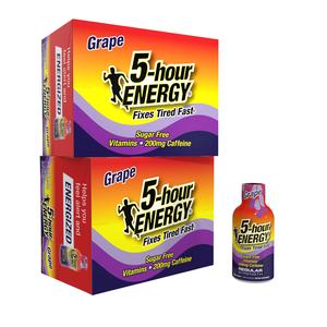 5-hour ENERGY Regular Strength Energy Shot | Grape Flavor | 1.93 oz. | 24 Count | Sugar-Free & Zero Calories | B-Vitamins & Amino Acids | 200mg Caffeinated Energy Shot | Dietary Supplement Cheap Sale Exclusive