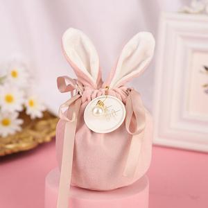 1-10pc Easter Rabbit Bunny Ears Velvet Candy Bag Bowknot Jewelry Pouch Gift Bags Discount Great Deals