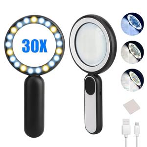 Magnifying Glass with Light, Handheld Illuminated Lighted Magnifying Glass with 21 Led, 3 Light Modes & Rechargeable USB Magnifier Seniors, Reading, Macular Degeneration, Exploring, Coins (Black) Many Kinds Of Sale Online