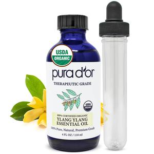 PURA D'OR Organic Ylang Ylang Essential Oil (4oz with Glass Dropper) 100% Pure & Natural Therapeutic Grade for Hair, Body, Skin, Aromatherapy Diffuser, Relaxation, Massage, Mood, Antioxidant Support Cheap Finishline