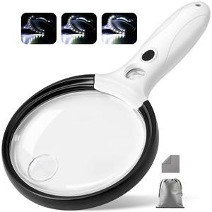 Large Magnifying Glass with Light, 10X 25X 45X Handheld Illuminated Magnifier with 3 Light Modes, 12 LED Lights, Storage Bag, Clean Cloth for Seniors Reading Coins Inspection (Black, Round) Cheap Sale From China