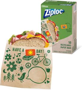 Ziploc Recyclable Paper Bags with Resealable Stickers, 50 Count Sast Sale Online