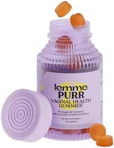 Lemme Purr Vaginal Probiotic Gummies for Women - Balanced pH, Healthy Odor, Yeast Balance & Flora Support Vitamin C for Immune Health - Tasty Pineapple (60 Count) Visit For Sale