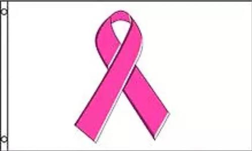 Large 3'x5' Breast Cancer Pink Ribbon White Polyester Flag for UTV, ATV, Sandrail & RV Sale Supply